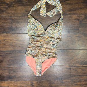 Athleta Womens Swimsuit XS Paisley Halter Bathing Suit One Piece